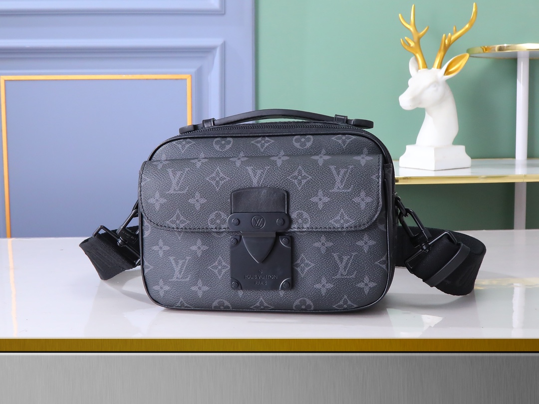 LV Classic Handbag Monogram Macassar Model M58489 Silver Hardware Everyday